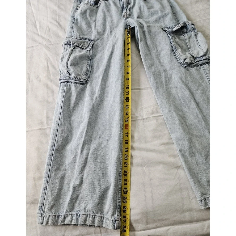 Aeropostale Jeans Womens 2S‎ Baggy Wide Leg Cargo Light Wash